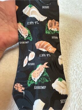 🎁3 for $30 - Black Sushi Print Necktie